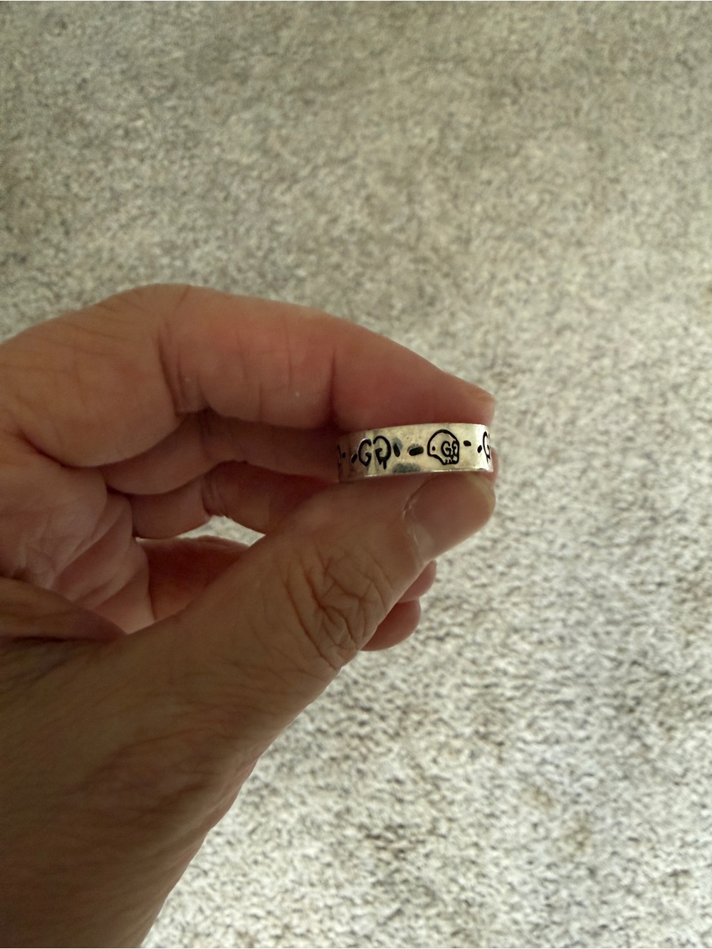 Gucci Ghost 6MM Silver Band Ring Size 5.5